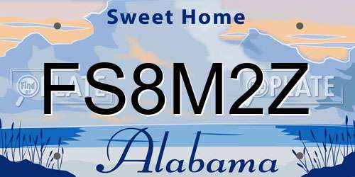 FS8M2Z Alabama License Plate