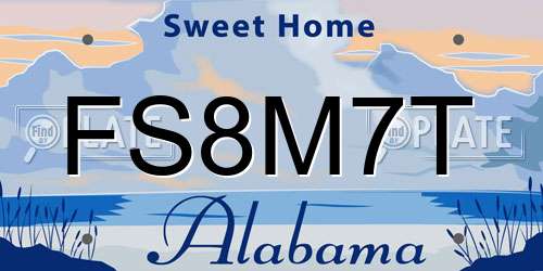 FS8M7T Alabama License Plate