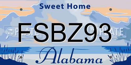 FSBZ93 Alabama License Plate