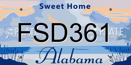 FSD361 Alabama License Plate