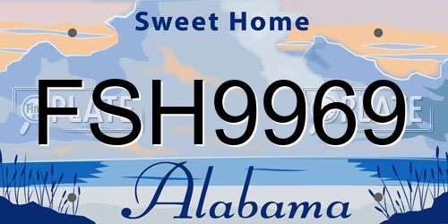 FSH9969 Alabama License Plate
