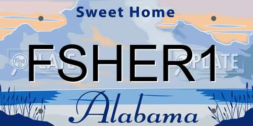 FSHER1 Alabama License Plate