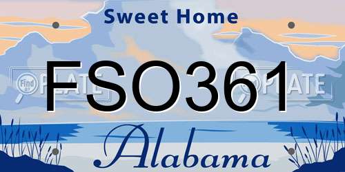 FSO361 Alabama License Plate