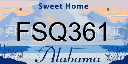 FSQ361 Alabama License Plate