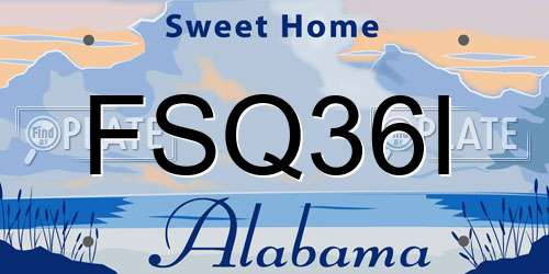 FSQ36I Alabama License Plate