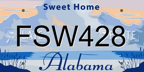 FSW428 Alabama License Plate