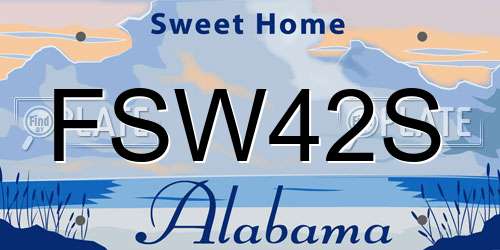 FSW42S Alabama License Plate