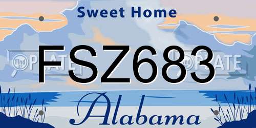 FSZ683 Alabama License Plate