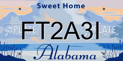 FT2A3I Alabama License Plate
