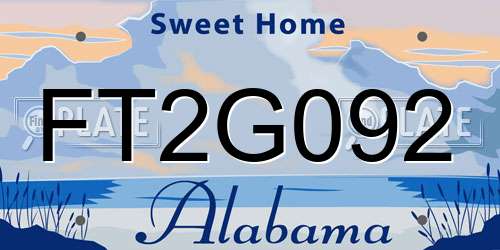 FT2G092 Alabama License Plate