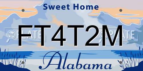 FT4T2M Alabama License Plate