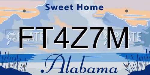 FT4Z7M Alabama License Plate