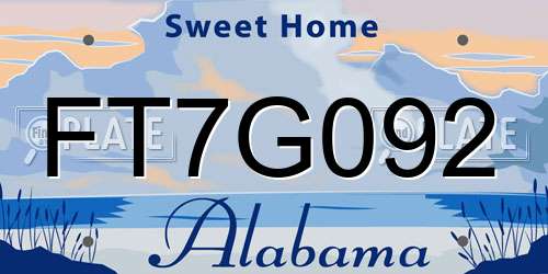 FT7G092 Alabama License Plate
