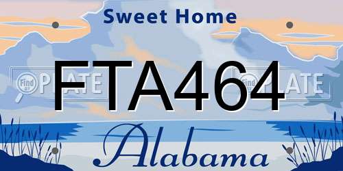 FTA464 Alabama License Plate