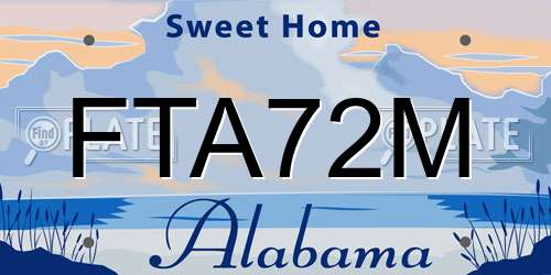FTA72M Alabama License Plate