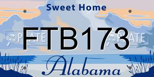 FTB173 Alabama License Plate