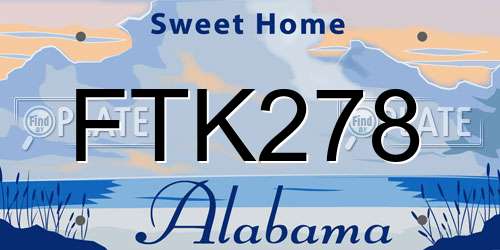 FTK278 Alabama License Plate
