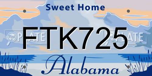 FTK725 Alabama License Plate