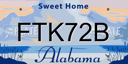 FTK72B Alabama License Plate