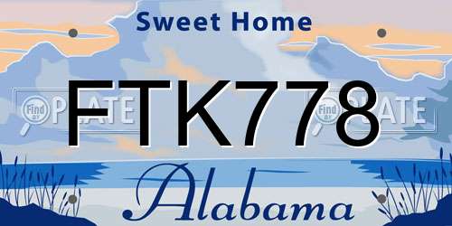 FTK778 Alabama License Plate