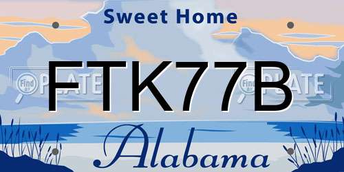 FTK77B Alabama License Plate