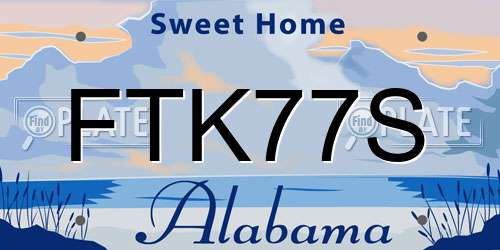 FTK77S Alabama License Plate