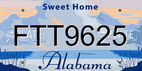 FTT9625 Alabama License Plate
