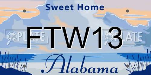 FTW13 Alabama License Plate