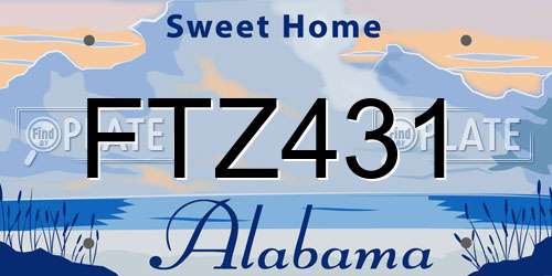 FTZ431 Alabama License Plate