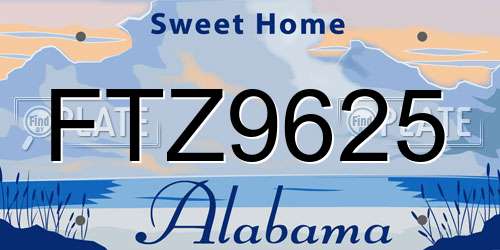 FTZ9625 Alabama License Plate