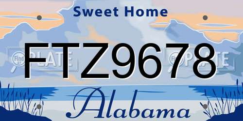 FTZ9678 Alabama License Plate