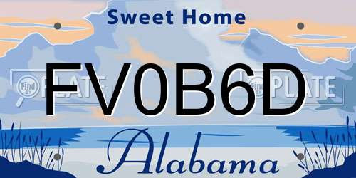 FV0B6D Alabama License Plate