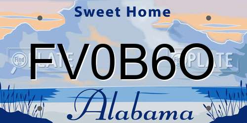 FV0B6O Alabama License Plate