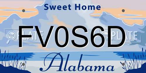 FV0S6D Alabama License Plate