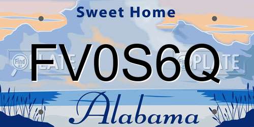 FV0S6Q Alabama License Plate