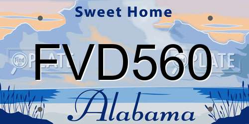 FVD560 Alabama License Plate