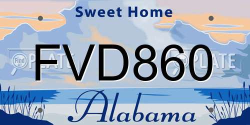 FVD860 Alabama License Plate