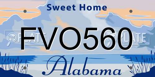 FVO560 Alabama License Plate