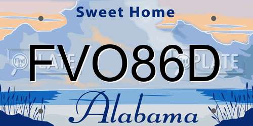 FVO86D Alabama License Plate