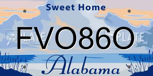FVO86O Alabama License Plate