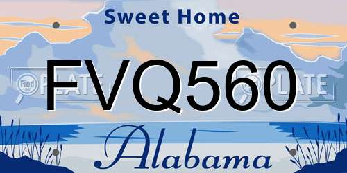 FVQ560 Alabama License Plate