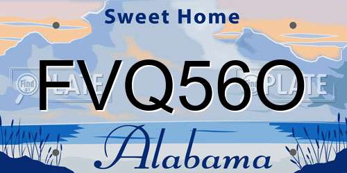 FVQ56O Alabama License Plate