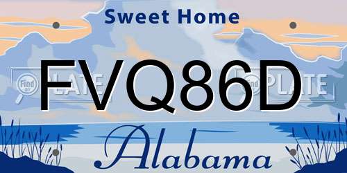FVQ86D Alabama License Plate