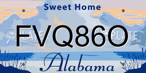 FVQ86O Alabama License Plate