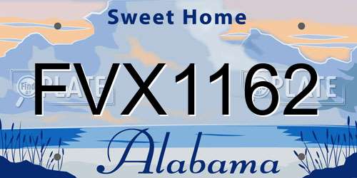 FVX1162 Alabama License Plate