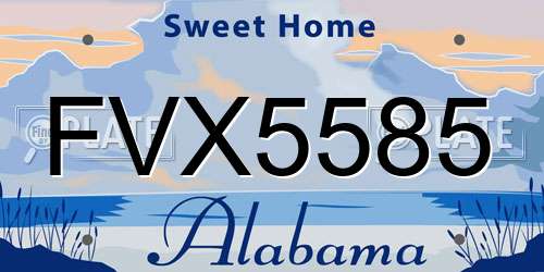 FVX5585 Alabama License Plate