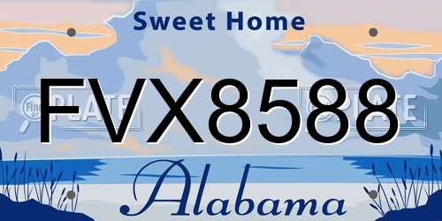 FVX8588 Alabama License Plate