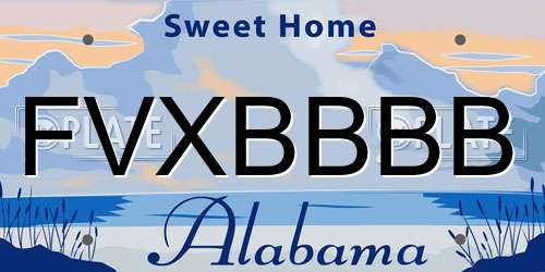 FVXBBBB Alabama License Plate