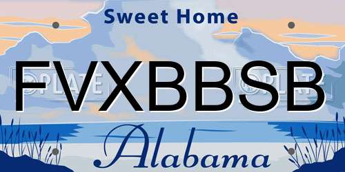 FVXBBSB Alabama License Plate