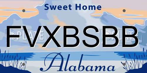FVXBSBB Alabama License Plate